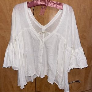 Free People Flowy White Top